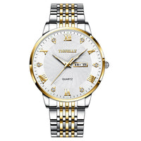 Men's Steel Belt Double Calendar Waterproof Luminous Quartz Watch