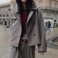Women's Loose Casual Minimalist Long Sleeve Button-up Stand Collar Jacket