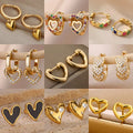Simple Zircon Love 18K Ear Clip Female Fashion Titanium Steel Stud Earrings