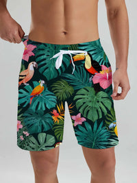 Hawaii Men's Beach Shorts Tropical Plant 3D Printing