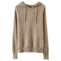 Loose Drawstring Casual Pullover Solid Color Outerwear Hooded Knitted Hoodie