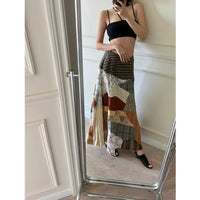 Women's Skirt Vacation Style Artistic Stitching Long Wild Skirt