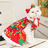 Pet Clothes Flounced Sleeve Three Colors Dress