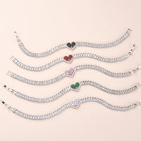 Golden Heart-Shaped Bracelet With Diamonds Light Luxury Handmade Love-Heart Design