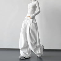 New Autumnwinter Women's White Work Pants With A Designer-style Drawstring