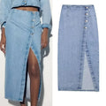 Summer Fashion High Waist A- Line Split Denim Skirt For Women
