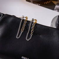 18K Gold Stainless Steel Gold And Silver Color Matching Chain Tassel Earrings