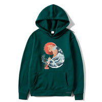 Male And Female Personality Funny Cat Printing Drawstring Hoodie