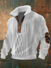 Men's Fitted Top With Printed Pattern And Faux Fur Collar