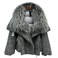 Womens Down Jacket With A Luxurious Cashmere Fur And Raccoon-Fur Collar