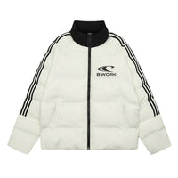 Ribbon Patchwork Stand-up Collar Bread Loose Warm Cotton Coat