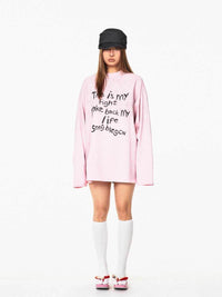 Distressed Letters T-shirt Loose Casual Bottoming Top