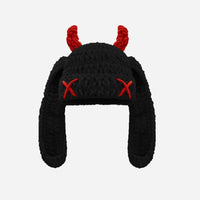 Japanese-style Sweet Dopamine Little Devil Knitted Hat For Women