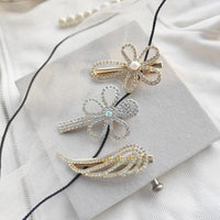 South Korea Temperament Ins Style Pearl Rhinestone Duckbill Clip Hollowed Heart Shape