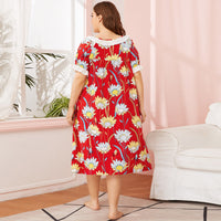 Ladies' Homewear Stitching Elastic Printing Nightdress