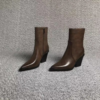 Short British Style Dr Martens Boots With A Chunky Heel And A Pointed Toe