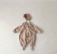 Baby Corduroy Leisure One-piece  Lining Button Long-sleeved Overalls