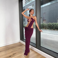 Womens Sexy Midriff-baring One-Shoulder Slip Dress