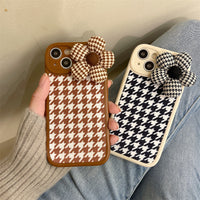 Mobile Phone Case Houndstooth Three-dimensional Flowers