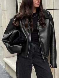 Retro Biker's Style Wine Red European And American Handsome Matte Leather Jacket Coat