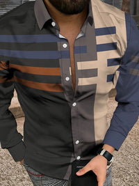 Long Sleeve Shirt Simple Printed Men's Casual Printed Shirt