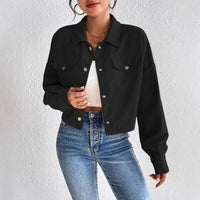 Casual Polo Collar Corduroy Jacket Single-breasted Short Coat