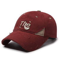 Korean Style Ripped Special Letter Embroidered Baseball Cap Big Brim