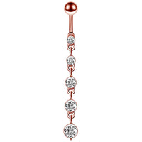Crystal Button Ring Heart Belly Piercing