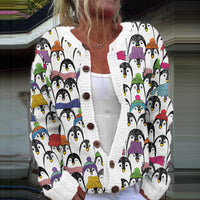 New Christmas 3D Digital Printing Women Cardigan Coat Outerwear Female