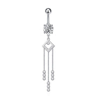 Zircon Tassel Belly Ring Navel Stud Piercing Jewelry