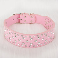 Pet Collar Shiny Rhinestone Leather Small  Medium And Large Dog Supplies
