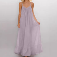 Summer Sexy Strap Sleeveless Solid Color Maxi Dress