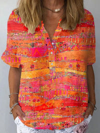 Casual Women's Short Sleeve Pullover Print Shirt