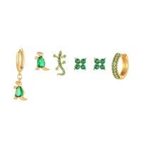 Green Fashion Micro Inlaid Zircon Ornament Six-piece Earrings
