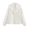 Vertical Lace Laminated Decoration Shirt