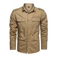 Solid Color Loose Long Sleeves Pocket Shirt
