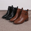 Retro Chunky Heel Studded Buckle Pointed Toe Martin Boots