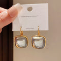 European And American Retro French-Style Square Gray Pearl Ear Clips