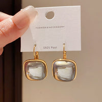 European And American Retro French-Style Square Gray Pearl Ear Clips