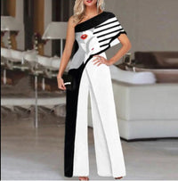 Women's Slimming Printed Fashion Color Contrast Jumpsuit