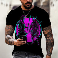 Men's Summer Trendy Ninja Printed Top Casual Short Sleeve