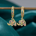 British Retro Elephant Earrings Niche Design Colored Zirconia