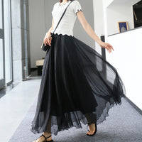 Womens Mesh High-waist Full-skirted Long Skirt