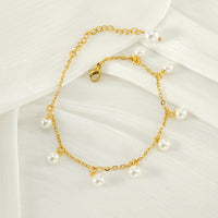 Fashion Simple Tassel Stainless Steel Pearl Anklet