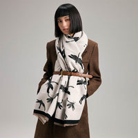 Artificial Cashmere Scarf Dragonfly Printed Soft Breathable High Sense Warm Shawl