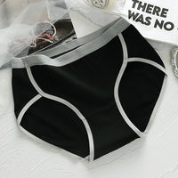 Ladies Mid Waist Contrast Color Briefs Fashionable And Comfortable