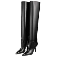 Pointed-toe Stiletto Slip-on Below The Knee Plus Size Straight Women's Boots