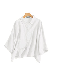 Linen Drop-shoulder Sleeve Top Artistic Shirt For Women
