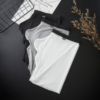 Men's Extended Fat Guy Anti-friction Leg Ice Silk U Convex Low Waist