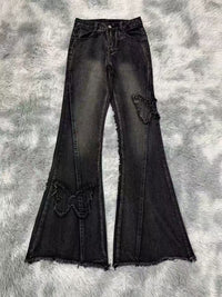 Fashion Elastic Plus Size Women's Denim Flared Pants